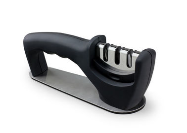 BSCI Approved Portable Cooks Knife Sharpener Three V - Shaped Grooves Design